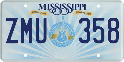 MS license plate ZMU358