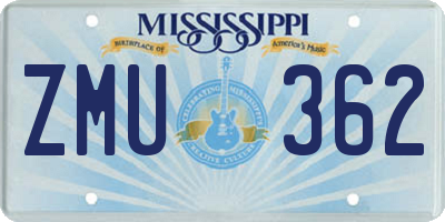 MS license plate ZMU362