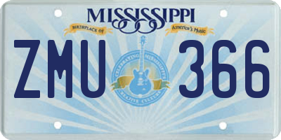 MS license plate ZMU366