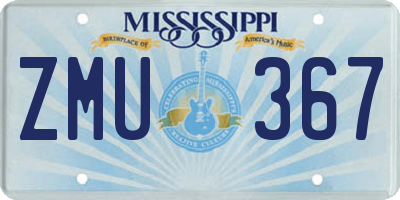 MS license plate ZMU367