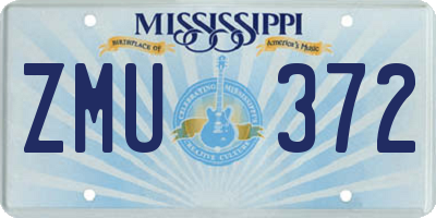 MS license plate ZMU372