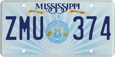 MS license plate ZMU374