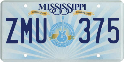 MS license plate ZMU375