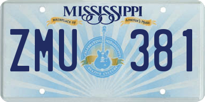 MS license plate ZMU381