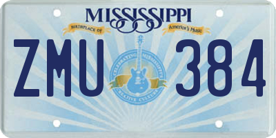 MS license plate ZMU384