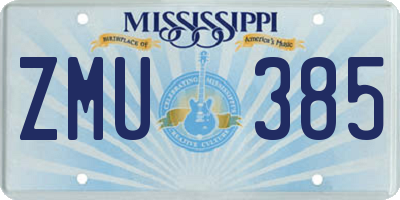 MS license plate ZMU385