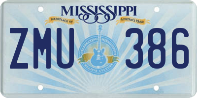 MS license plate ZMU386