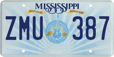 MS license plate ZMU387