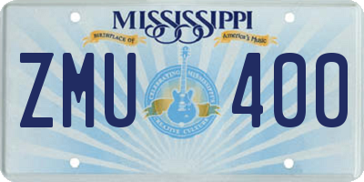 MS license plate ZMU400