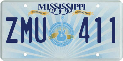 MS license plate ZMU411