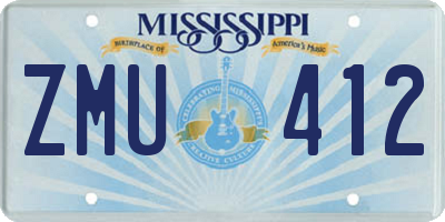 MS license plate ZMU412