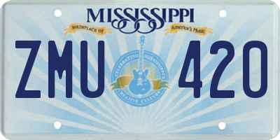 MS license plate ZMU420
