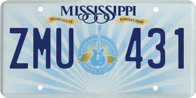 MS license plate ZMU431