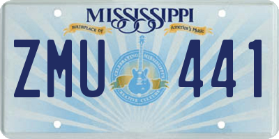 MS license plate ZMU441