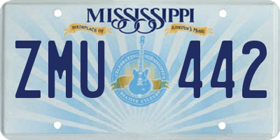 MS license plate ZMU442