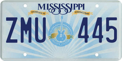 MS license plate ZMU445