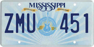 MS license plate ZMU451