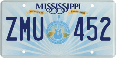 MS license plate ZMU452