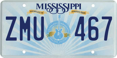 MS license plate ZMU467