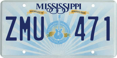 MS license plate ZMU471