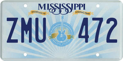 MS license plate ZMU472
