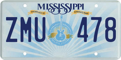 MS license plate ZMU478