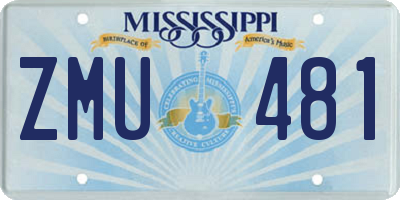 MS license plate ZMU481