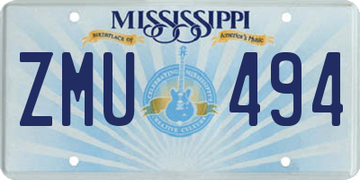 MS license plate ZMU494