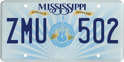MS license plate ZMU502