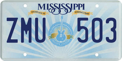 MS license plate ZMU503