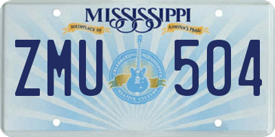 MS license plate ZMU504