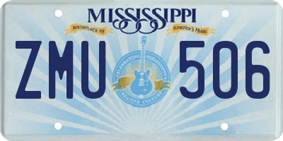 MS license plate ZMU506