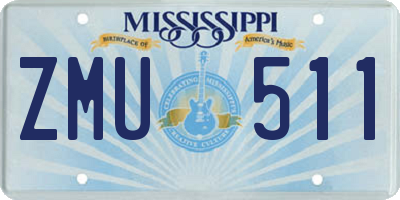 MS license plate ZMU511