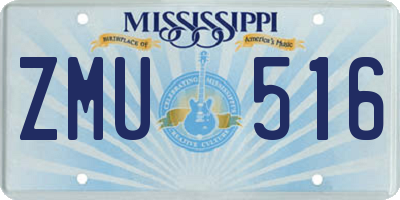 MS license plate ZMU516