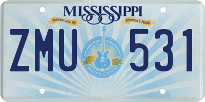 MS license plate ZMU531