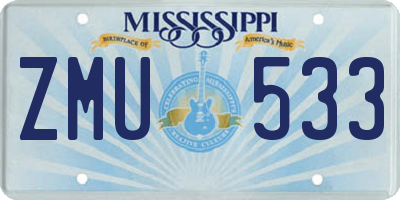 MS license plate ZMU533