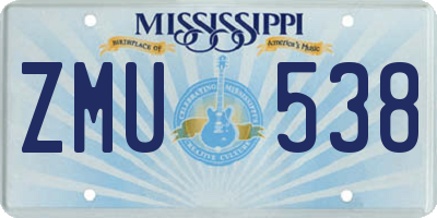 MS license plate ZMU538