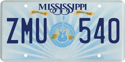 MS license plate ZMU540