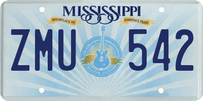 MS license plate ZMU542