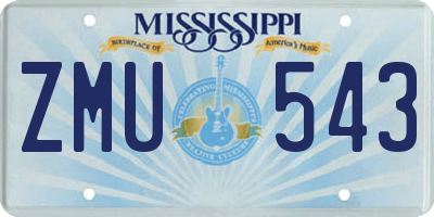 MS license plate ZMU543