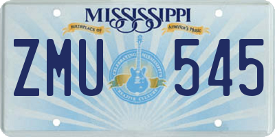 MS license plate ZMU545