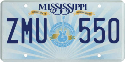 MS license plate ZMU550