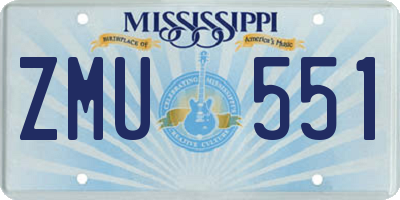 MS license plate ZMU551