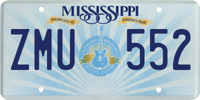 MS license plate ZMU552