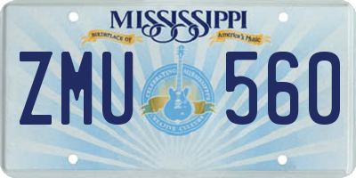 MS license plate ZMU560