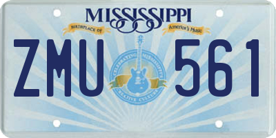 MS license plate ZMU561