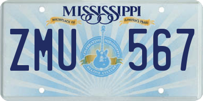 MS license plate ZMU567