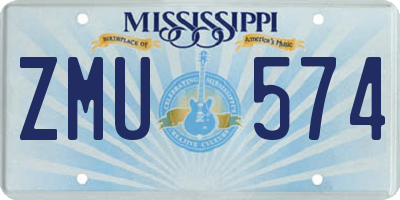 MS license plate ZMU574