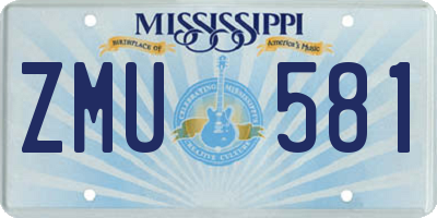 MS license plate ZMU581