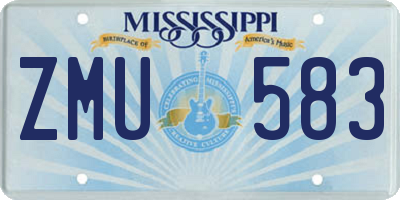 MS license plate ZMU583
